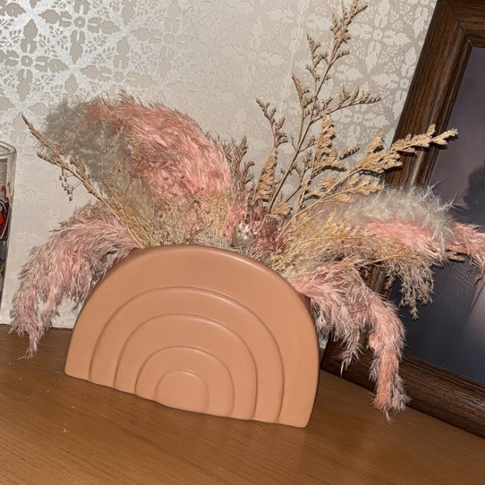 Pink dried flower arrangement